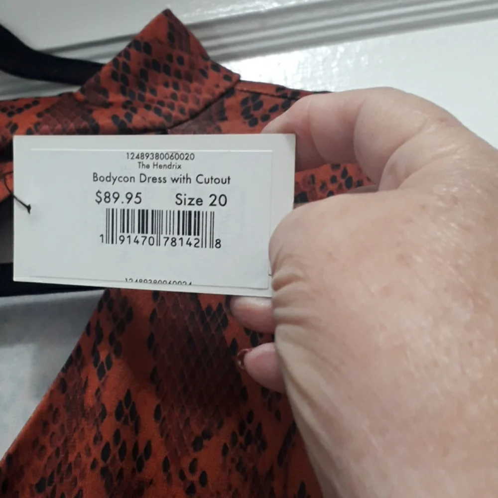 Eloquii The Hendrix Burnt Orange Sleek Snakeskin Print Bodycon  Cutout D… - Picture 8 of 10